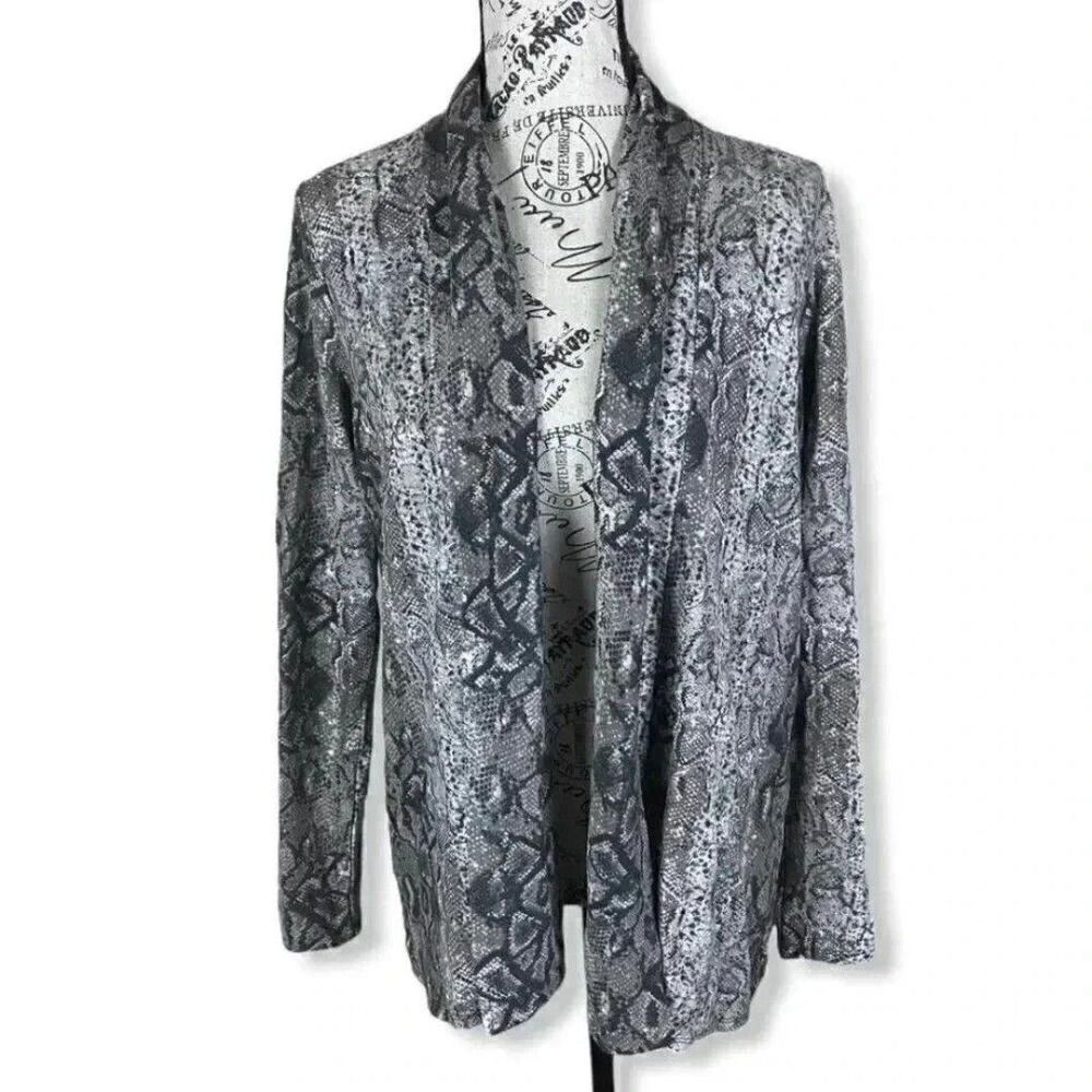 Gibson Snakeskin Collared Opened Cardigan- XS